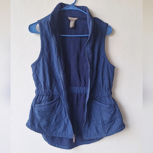 Bit & Bridle Quilted Vest Women Blue Navy Full Zip Pockets Size XS - Picture 4 of 9